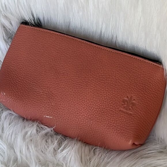 Vera Pelle made in Italy pink pebbled leather makeup bag - Picture 2 of 7